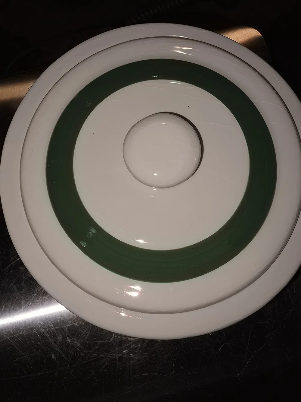 White Ceramic Food Storage Jar with Green Accent Lid